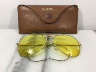 Vintage Bushnell Yellow Aviator Shooting Rifle Hunting Glasses In Case