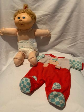 Vintage First Edition Cabbage Patch Doll Baby 1990 Blonde Hair Blue Eyes Girl