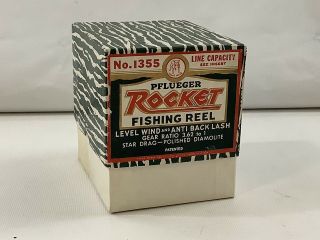 Vintage Pflueger Rocket 1355 Fishing Reel Baitcaster Box Instructions