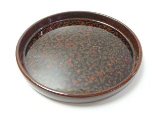 Japanese Antique Vintage Kiso Lacquer Wood Round Sencha Bon Tea Tray Chacha