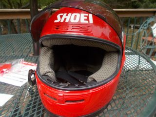 Vintage Shoei Rf - 200 Red Helmet Med.  W/ Bag,  Extra Clear Visor,  Stickers,  Etc