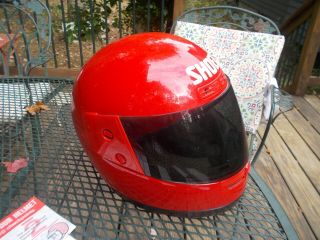 Vintage Shoei RF - 200 Red Helmet Med.  w/ bag,  extra clear visor,  stickers,  etc 3