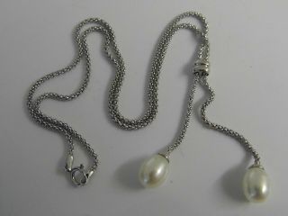 A Lovely Vintage Solid Sterling Silver & Pearl Necklace