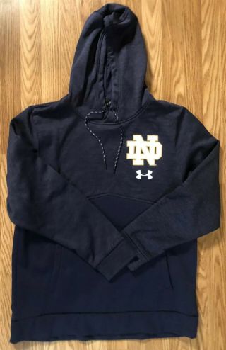Notre Dame Football Team Issued Under Armour Hooded Sweatshirt Large