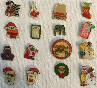 16 Different Vintage Mcdonald’s Christmas Winter Crew Pins - Late 1990’s - 2000’s