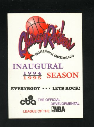 Chicago Rockers - - 1994 - 95 Pocket Schedule - - Cba