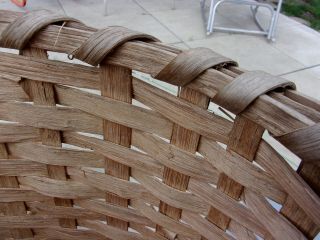 Basket Antique Laundry Wood Gathering Primitive Hand Woven Splint Loop Handles 3