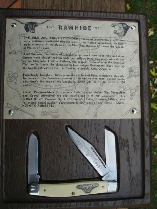 Vintage Schrade Pocket Knife 88lh Usa 1875 - 1975 In Display Frame
