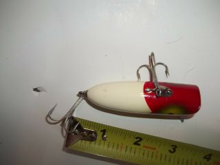 Vintage South Bend Bass Oreno topwater fishing lure red white 2