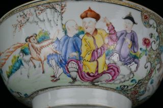 LARGE Antique Chinese Famille Rose Porcelain Punch Bowl QIANLONG 18th C - 28cm 3