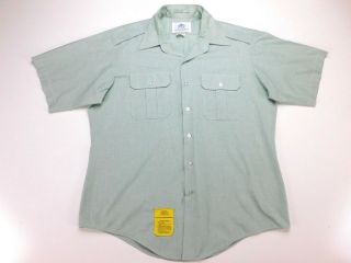 Vintage Us Army Ctn/poly Ag - 415 Short Sleeve Dress Shirt Class A Green Sz 17 Euc