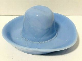 Vintage Blue Slag Milk Glass Cowboy Hat 6 " Cigar Ashtray