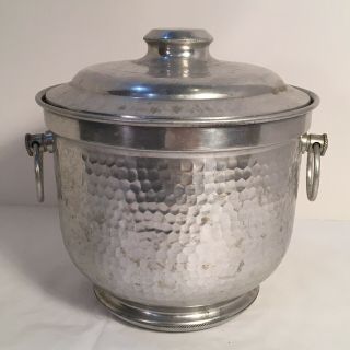 Vintage Aluminum Ice Bucket Made In Italy Hand Hammered Insulated