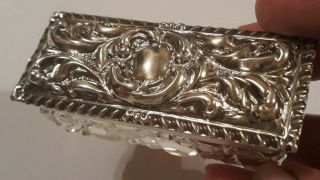 Edwardian 1902 Art Nouveau Sterling Silver Dressing Table Trinket Box