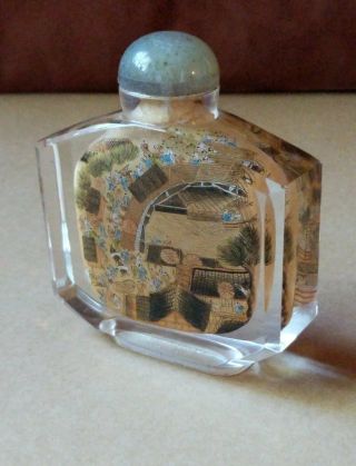 Antique Reverse Painted Chinese Clear Gold Glass Snuff Bottle 4 