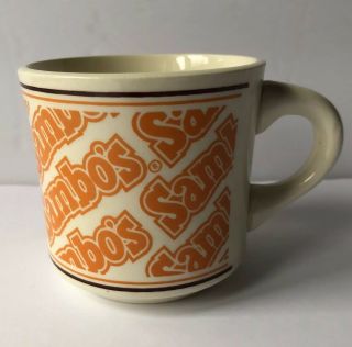 Vintage Sambos Restaurant Coffee Cup Mug Cream And Orange Made In Usa