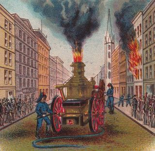 Antique Steam Pumper Fire Engine Laird Schober Mitchell Shoe Philadelphia Card