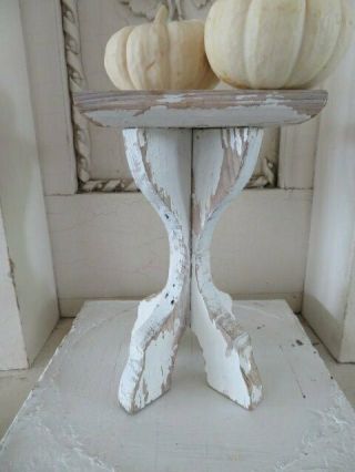 Fabulous Old Vintage Wood Country Store Display Stand Pedestal White With Patina