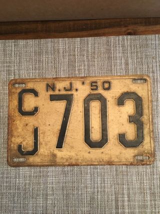 Vintage 1950 Jersey License Plate