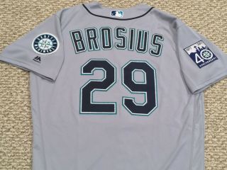 Brosius 29 Size 46 2017 Seattle Mariners Game Jersey Road Gray 40th Holo