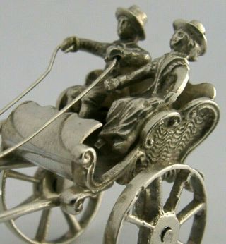 Quality Dutch Solid Silver Horse And Carriage Gig Miniature Figure C1950s Toy