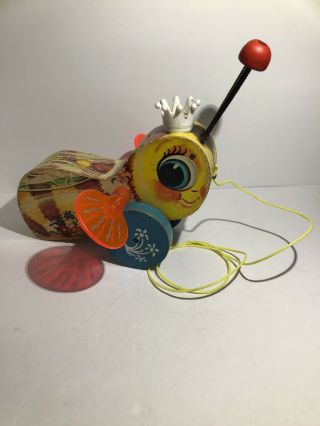 Vintage 1958 Fisher Price Queen Buzzy Bee Pull Toy No.  444 American Made