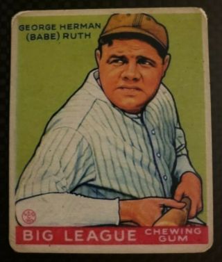 1x 1933 Goudey Big League Chewing Gum R319 181 - Babe Ruth - Baseball