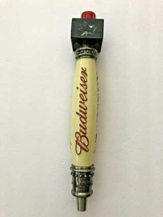 Vintage Classic Budweiser Red White Sharks Hockey Beer Tap Handle Pull Lights Up