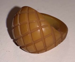 Vintage Carved Butterscotch Bakelite Dome Ring (size 5 1/4)