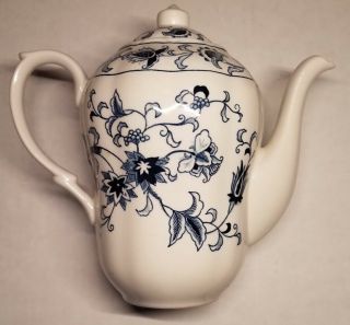 Vintage Japanese Blue And White Floral Teapot With Lid.  Nikko 8 Inches Tall