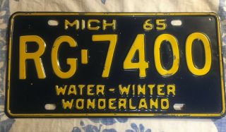 1965 Vintage License Plate Michigan Water Winter Wonderland