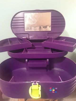 Vintage Caboodle train case 3 tier 2640 Purple and lime green 3