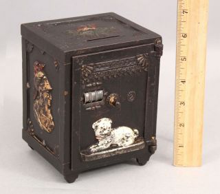 Rare 1890 Antique J & E Stevens Co Cast Iron Mechanical Watchdog Safe Bank