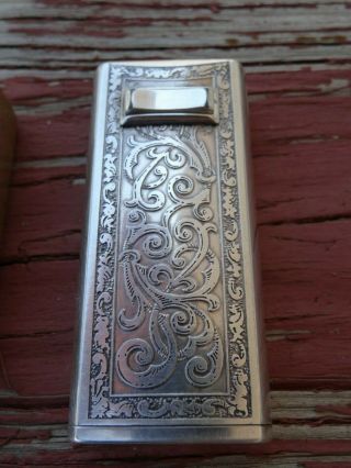 Vintage Colibri Solid State 2002 Silver Plated Electric Lighter Art Deco