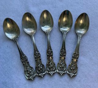 Reed And Barton Francis I Sterling Silver Set Of 5 Demitasse Spoons