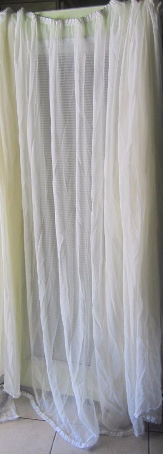 Vintage German White Lace Curtain Tiny Ruffle Bottom 240 Wide X 80 Inches Long