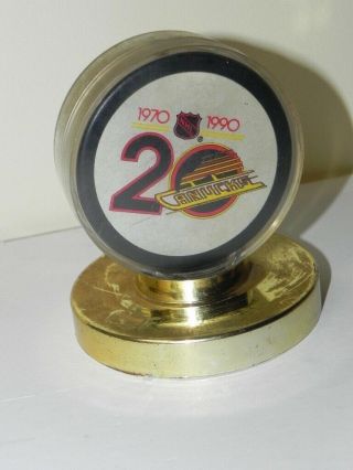 Vintage 1990 20th Anniversary John Ziegler Official Vancouver Canucks Nhl Puck