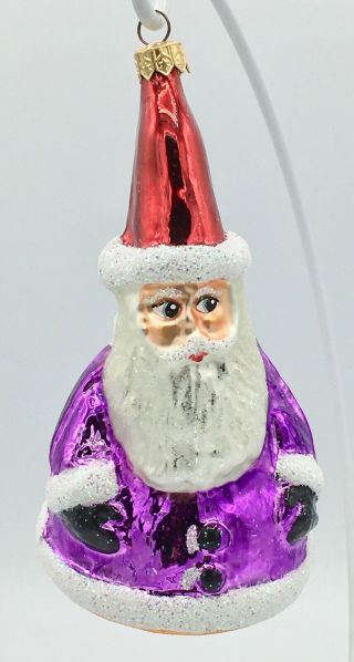 Rare Vintage Radko Roly Poly Santa In A Purple Coat - Shiny Vivid Colors