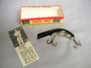 Vintage Kautzky Fishing Lure Lazy Ike W/ Box Kl - 32,  Bl - Sc Silver Black Paper Ad