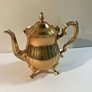Vintage Gold Plated Coffee Tea Pot Made In Hong Kong Tableware Dinnerware