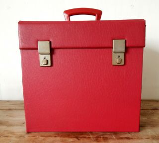 Vintage Retro Record Lp Storage Carry Case Box Vinyl Album 12 " - Red