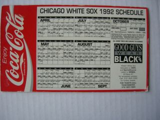 1992 Chicago White Sox Schedule Magnet Coca - Cola
