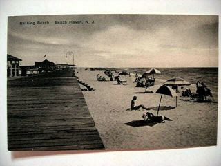 Beach Haven Bathing Beach Vintage Post Card Lbi Long Beach Island Nj 1915 Era