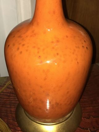 Vintage MCM Mid Century Modern Ceramic / Pottery Orange Table Lamp - NR 3