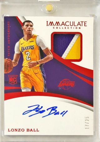 2017/18 Immaculate Lonzo Ball Rookie Patch Auto /25