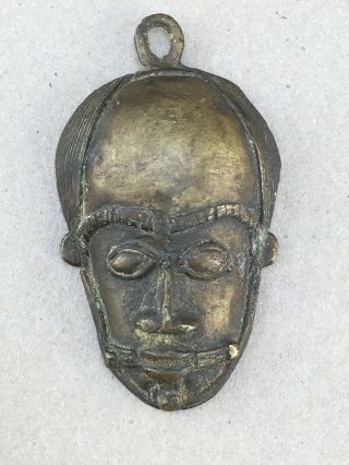 Vintage West African Tribal Bronze Passport Mask Pendant Ivory Coast