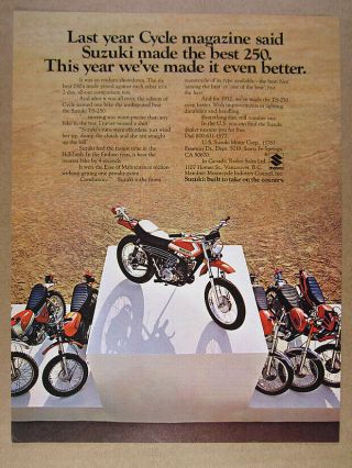 1972 Suzuki Ts - 250 Ts250 Motorcycle Vintage Print Ad