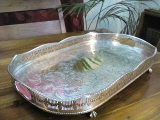 A Large Vintage Silver Plated Tray - Wave Edged - Viners Of Sheffield