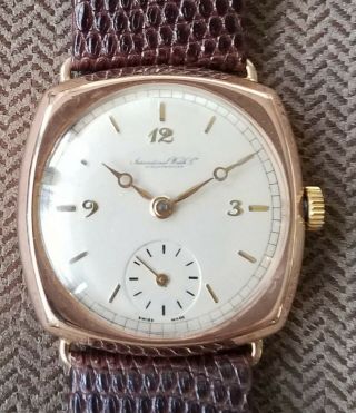 Gents Vintage 1938 Iwc Cal.  83 Cushion Form 18ct Rose Gold Wristwatch