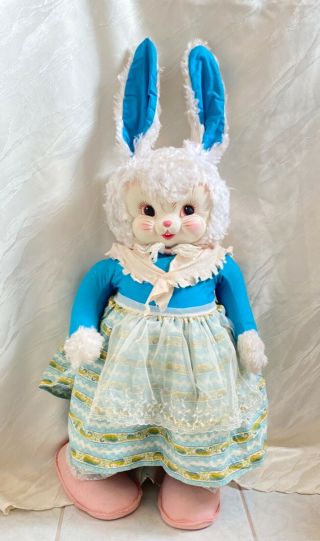 Rare Vintage Rushton Star Creation Rubber Face Bunny Rabbit Plush Huge 31” Tall